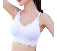 Femmes Beau Dos Spaghetti Bretelles Sport Sous-vêtements Résistant aux chocs Fitness Gilet Style Bonnet Fixe Push Up Sport Brassière, Blanc., M