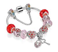 Femmes Bijoux à bricoler soi-même Perles de Strass Rouge Perles de Verre charmes Pendentif Coeur de pêche plaqué Fleur entretoise idéal pour, Bracelets