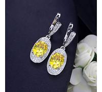 Femmes bijoux violet cubique zircone pierre ronde longue boucle d'oreille pendante avec