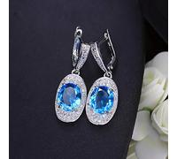 Femmes bijoux violet cubique zircone pierre ronde longue boucle d'oreille pendante avec