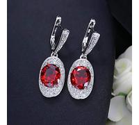 Femmes Bijoux Violet Zircon Pierre Rond Longue Boucle d'oreille Pendante avec, A