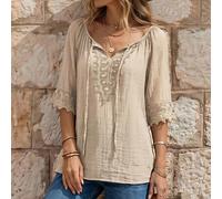 Femmes Blouse décontractée à manches courtes plaine avec détail de volant, porter tous les jours L,M,S,XL,XS,XXLPolyester