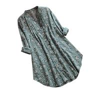 Femmes Blouses Coton Lin Col En V Chemise Chic Simple Haut Manche Longue Tops Tunique Robes Chemisier Rayé Solde Revers Coton Haut éLéGant Cardigan Ample Automne Printemps Bureau Travail Grande Taille