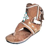 Femmes Bohême Sandales À Talon Plate Printemps et Été Tongs Rétro Chaussures Plates de Plage Shoes Frangé Mode Décontractée Sandales Clip Toe Antidérapant Léger Respirant Chaussures