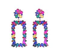 Femmes Bohémien Boho Mariage Bridal Multiple Teardrop Crystal Lustre Long Drop Dangle Boucles d'oreilles (Coloré)