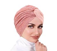 Femmes Bonnet Hijab, Couleur Unie Islamique Hijabs Musulman, Bonnets Hijab élégant Orné de Dentelle, Turban Femme Cancer Musulmanes Bonnets, Bonnet Hijabs pour Femme Musulmane et Chrétienne