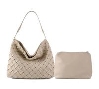 Femmes Boston Sac Tissé En Cuir Vegan Sacs À Main Femme Cartable Messenger Sac À Bandoulière À Bandoulière Mode Hobo, B-abricot