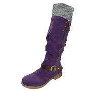Femmes Botte grossiers Hautes À Talons Hautes Genoux Femmes Bottes Confortable Vintage Chaudes Bottines pour femme Elégantes Souple classiques Couleur unie Moderne Travail Fashion