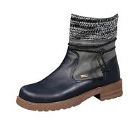 Femmes Bottes de Neige Chaud Dames décontracté rétro Vieille Laine côté Fermeture éclair épissage Talon épais Grande Taille Bottines Bottes Courtes (Black, 42)
