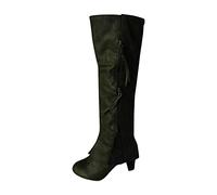 Femmes Bottes grossiers Hautes À Talons Patchwork pointu Bottillons Femme Elégantes Mode Bottes pour femmes Casual classiques cuir véritable Femme Botte Fermeture éclair latérale Hautes Genoux