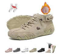 Femmes Bottes hautes en daim souple faites à la main en Italie Extérieur imperméable Léger Ultra-confort Chaussures Beck Antidérapantes Minimalistes Décontractées Baskets Randonnée Barefoot Boots(Khak