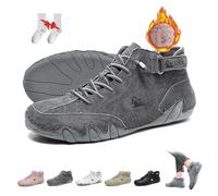 Femmes Bottes hautes en daim souple faites à la main en Italie Extérieur imperméable Léger Ultra-confort Chaussures Beck Antidérapantes Minimalistes Décontractées Baskets Randonnée Barefoot Boots(Gray