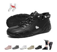 Femmes Bottes hautes en daim souple faites à la main en Italie Extérieur imperméable Léger Ultra-confort Chaussures Beck Antidérapantes Minimalistes Décontractées Baskets Randonnée Barefoot Boots(Noir