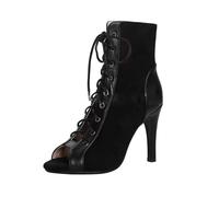 Femmes Bottes Latine à Lacets,Peep Toe Talons à Lacets,Fermeture à Lacets sur Le Devant,Doux pour La Peau Et Respirant,Convient Aux Spectacles De Danse Et à La Pratique en Salle