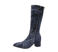 Femmes Bottes pointu Talon moyen Botte Femme Confortable Souple loisirs Chevalier Femme Botte Imperméables Chaudes Moderne Bottines pour femmes cuir véritable Cowboy Hautes Genoux