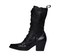 Femmes Bottine - Bottes Habillées pour Femme Mollet Chaussure Femme Chic Mid High Latex Punk Bottes Bottes Hiver Fourré Lacets Noirs et Boucle Argentée Vernie Chaussures de Travail