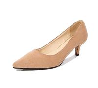 Femmes Bout pointu Solide Talons hauts plats Chaussures d'affaires individuelles Chaussures de jogging pour femme Gel, beige, 39 EU