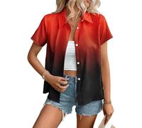 Femmes Bouton en Bas Chemises doublées Manches Courtes Business Casual Tops (FR/ES, Alpha/Lettres, 5TG, Taille Normale, Taille Normale, #12)