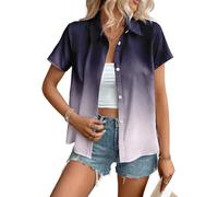 Femmes Bouton en Bas Chemises doublées Manches Courtes Business Casual Tops (FR/ES, Alpha/Lettres, 5TG, Taille Normale, Taille Normale, #9)