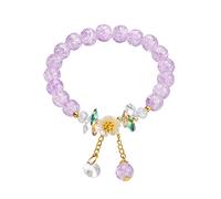 Femmes Bracelet Mm Bijoux naturelle Fleur Bracelet extensible Bracelet en perles semi-cristallines Bracelet de Noël Retour à l'école Cadeau Bracelets Poignet Naturelle Pour Largeur (Purple, One Size)
