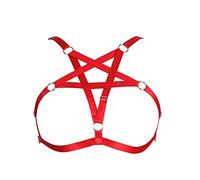 Femmes Bretelles Plus Size Pentagram Fashion Bra Punk Gothic Top Ceinture Creuse Halloween Carnaval Costume 12 Couleurs 1 (Rouge)