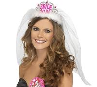 Femmes Bride To Be Diadème avec Dentelle Voile Poule Accessoire Fête par Smiffys