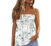 Femmes Bustier Bandeau Tops Sexy Été Tunique sans Manches Chic T-Shirt Floral Debardeur Ample Pas Cher Haut Dos Nu Blouse