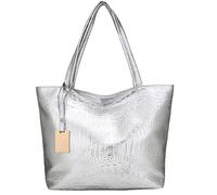 Femmes Capacité Épaule Femmes Sac à Main Solide Grand Sac Mort Sacs Dames Tissu, argenté, Taille unique