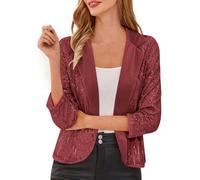 Femmes Cardigan à Sequins Pull à Manches 3/4 en V-Col Elegante Boléro Blouson Gilet Veste Sequins Manches 3/4 Glitter Party Brillant Veste Paillettes Femme Cardigan à Sequin Tenu de Fête