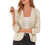 Femmes Cardigan à Sequins Pull à Manches 3/4 en V-Col Elegante Boléro Blouson Gilet Veste Sequins Manches 3/4 Glitter Party Brillant Veste Paillettes Femme Cardigan à Sequin Tenu de Fête