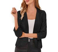 Femmes Cardigan à Sequins Pull à Manches 3/4 en V-Col Elegante Boléro Blouson Gilet Veste Sequins Manches 3/4 Glitter Party Brillant Veste Paillettes Femme Cardigan à Sequin Tenu de Fête