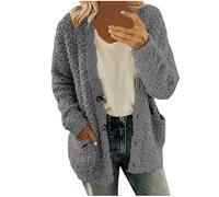 Femmes Casual Plus Size Sweater Pockets Outerwear Buttons Cardigan Coat Leggins Polaire Robe De Chambre Polaire Zippée Longue