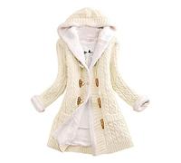 Femmes Casual Tricot Bouton Manches Longues Cachemire Épais Chaud Cardigan À Capuche Manteau Vestes De Ski pour Femmes avec Fourrure
