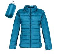 Femmes Chaud léger Veste sans Capuche Coupe-Vent Manteau d'hiver avec Isolation recyclée Hiver Mince Court à Capuche Chaud Canard vers Vestes Et Manteaux Polaires De Loisirs De Plein Air (Blue, M)