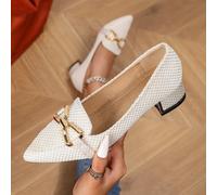 Femmes Chaussures plates style Lolita à boucle métallique et talon épais pointues. Mocassins style babies mode, portables de multiples façons, confortables CN35,CN36,CN37,CN38,CN39,CN40,CN41,CN42,CN43