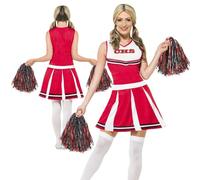 Femmes Cheerleader Pom Girl Costume Déguisement + Pompons Déguisement