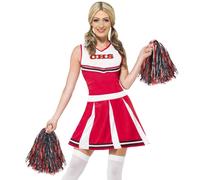 Femmes Cheerleader Pom Girl Costume Déguisement & Pompons Rouge Par Smiffys