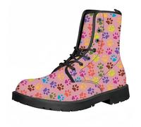 Femmes Chelsea bottes à cheville avec chien papillon fleurs et impression florale élégante gothique combat bottes mode lace-up talon gros plateforme bottes en cuir pour les femmes Halloween fête