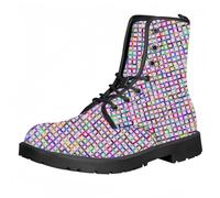 Femmes Chelsea bottes à cheville avec chien papillon fleurs et impression florale élégante gothique combat bottes mode lace-up talon gros plateforme bottes en cuir pour les femmes Halloween fête