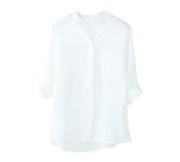 Femmes Chemise Décontracté En Lin Col en V Classique Léger Chemisier Respirant Surdimensionné Casual Confortable Chemisier Avec Boutons Manches Trois Quarts Plage Haut Bureau Vacances Travail Vintage