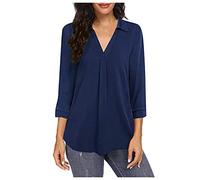 Femmes Chemisier Mousseline de Soie T-Shirt Solide Bureau des Dames à Manches Longues Blouses