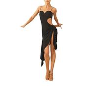 Femmes Chic Noir Irrégulier Creux Latin Dance Dress - Rumba & Salsa Practice Wear, Noir , M
