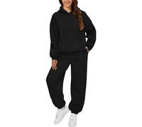 Femmes Combinaison De Sport Ensemble Complet De Fitness Sweat À Capuche Et Jogging Pantalon De Sport Complet Coton Femmes Suite À Manches Longues Gym Hiver Survêtement 2 Pièces, 01 noir., M