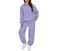 Femmes Combinaison De Sport Ensemble Complet De Fitness Sweat À Capuche Et Jogging Pantalon De Sport Complet Coton Femmes Suite À Manches Longues Gym Hiver Survêtement 2 Pièces, Violet., XL