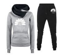 Femmes Combinaison De Sport Ensemble De Jogging Décontracté À Capuche Et Pantalon Respirant Élastique Larges Combinaisons De Gymnastique Hiver Ensemble Complet Couleur Unie Avec Poches Jogging Complet