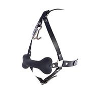 Femmes Cosplay Chien Os Nez Crochet Jouet en Cuir Noir