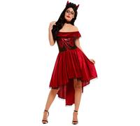Femmes Costume Diable Halloween Satanique Sorcière Diables Robe Costume Adultes