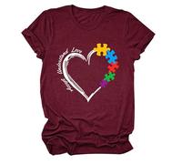 Femmes Cours de Danse Zumba Amour Imprimé Manches Courtes Tee y2k Mode Lâches Manches Courtes Top (Plusieurs Options de Couleur)