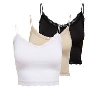 Femmes Cropped-Top 3er Paquet - Onlvicky Dentelle Seamless Recadrée Top, Trägert