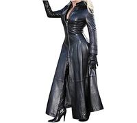 Femmes Cuir Trench Coat Gothique Long Manteaux Vente Chic Dames Steampunk Pardessus Veste Vintage Sexy Automne Hiver Coupe-Vent Long Manteau en Cuir Grande Taille